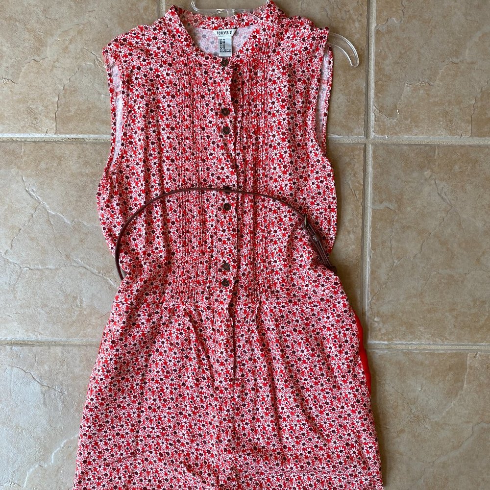 Forever 21 Red Romper with White Flowers